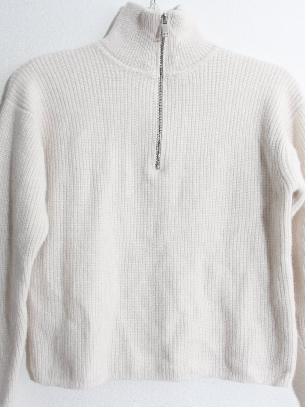 Quince 100% Mongolian Cashmere Fisherman Quarter Zip Sweater Ivory Size XS - Picture 8 of 16